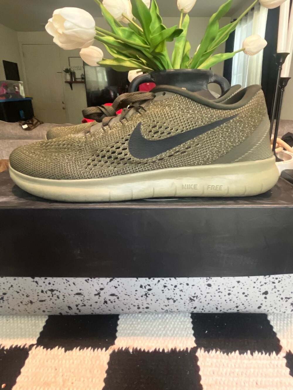 Nike Free RN Running Shoes Olive Green